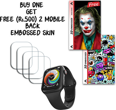 SOMTONE Screen Guard for Hammer Pulse Ace 2.0 Smartwatch 1.83inch WITH FREE 500 RUPEES 2 3D EMBOSSED SKIN FOR MOBILE BACK S026(Pack of 4)