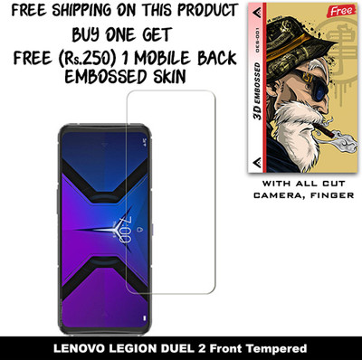 SOMTONE Tempered Glass Guard for LENOVO LEGION DUEL 2 And Free 1 Mobile Back Embossed Skin With Cut FS001(Pack of 1)