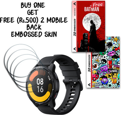 SOMTONE Screen Guard for Xiaomi Watch S1 Active 1.43 inch WITH FREE 500 RUPEES 2 3D EMBOSSED SKIN FOR MOBILE BACK S034(Pack of 4)