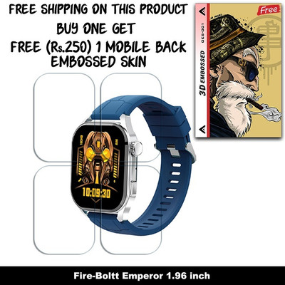ARBAN Screen Guard for Fire-Boltt Emperor 1.96 inch SMARTWACH SCREEN GUARD WITH FREE 250 RUPEES 1 3D EMBOSSED SKIN FOR MOBILE BACK W4S001(Pack of 4)