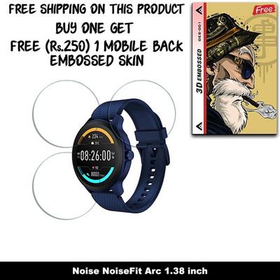 ARBAN Screen Guard for Noise NoiseFit Arc 1.38 inch SMARTWATCH SCREEN GUARD WITH FREE 250 RUPEES 1 3D EMBOSSED SKIN FOR MOBILE BACK W3S001(Pack of 3)