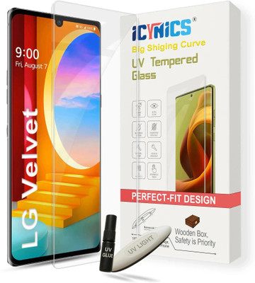 ICYNICS Tempered Glass Guard for LG Velvet, Full Adhesive 3D Curved Scratch Resistant UV Screen Protector with Installation Kit (Wooden box to ensure safety)(Pack of 1)