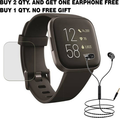 SOMTONE Tempered Glass Guard for FITBIT Versa 2 Smartwatch BUY 2 QTY AND GET ONE EARPHONE FREE(Pack of 1)