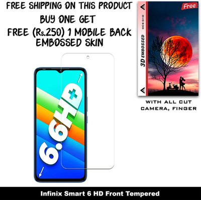 ARBAN Tempered Glass Guard for Infinix Smart 6 HD (Free 1 Mobile Back Embossed Skin With Cut FS010)(Pack of 1)