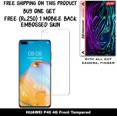 ARBAN Tempered Glass Guard for HUAWEI P40 4G And Free 1 Mobile Back Embossed Skin With Cut FS002(Pack of 1)