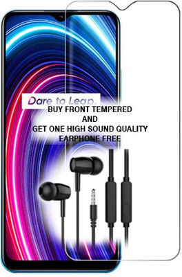 SOMTONE Tempered Glass Guard for Realme C25Y FRONT TEMPERED GLASS BUY AND GET ONE HIGH SOUND QUALITY EARPHONE FREE(Pack of 1)