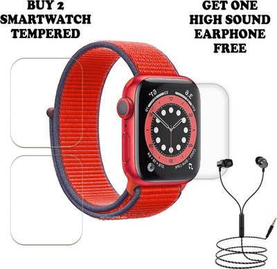 SOMTONE Tempered Glass Guard for APPLE WATCH 6 44MM SMART WATCH BUY PACK 2 AND GET ONE EARPHONE FREE(Pack of 2)