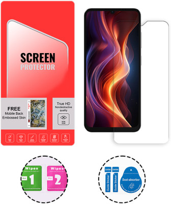 SOMTONE Tempered Glass Guard for Lava Yuva Star 4G (1 FREE MOBILE BACK EMBOSSED SKIN) WITH FRONT SCREEN PROTECTOR(Pack of 1)
