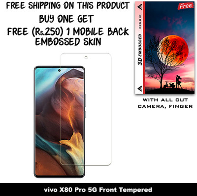 ARBAN Tempered Glass Guard for vivo X80 Pro 5G (Free 1 Mobile Back Embossed Skin With Cut FS010)(Pack of 1)