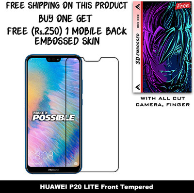 ARBAN Tempered Glass Guard for HUAWEI P20 LITE And Free 1 Mobile Back Embossed Skin With Cut FS002(Pack of 1)