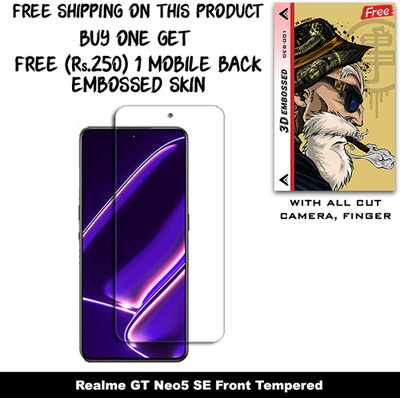 SOMTONE Tempered Glass Guard for Realme GT Neo5 SE And Free 1 Mobile Back Embossed Skin With Cut FS001(Pack of 1)