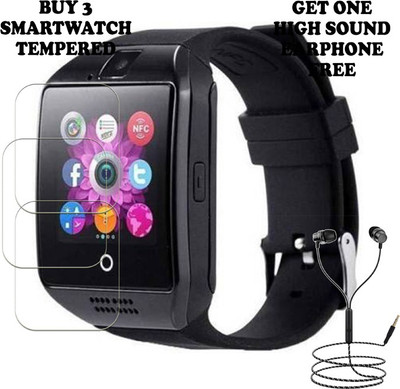 SOMTONE Tempered Glass Guard for gixon q18 Smartwatch PACK-3 BUY AND GET ONE EARPHONE FREE(Pack of 3)