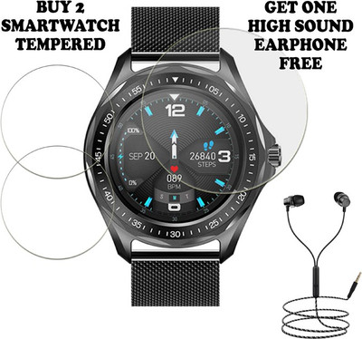 SOMTONE Tempered Glass Guard for SENBONO S09 PLUS SMART WATCH BUY PACK 2 AND GET ONE EARPHONE FREE(Pack of 2)
