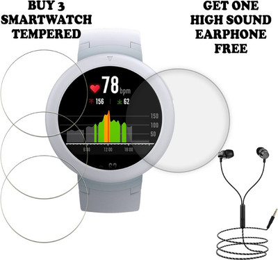 SOMTONE Tempered Glass Guard for AMAZFIT Verge Lite SMART WATCH PACK-3 BUY AND GET ONE EARPHONE FREE(Pack of 3)