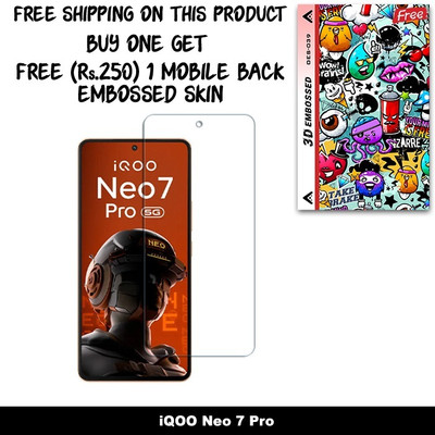 ARBAN Screen Guard for iQOO Neo 7 Pro FRONT TEMPERED GLASS And Free 1 Mobile Back Embossed Skin With Cut FS039(Pack of 1)