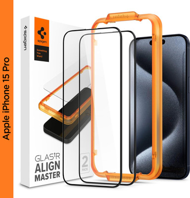 Spigen Tempered Glass Guard for Apple iphone 15 Pro(Pack of 2)