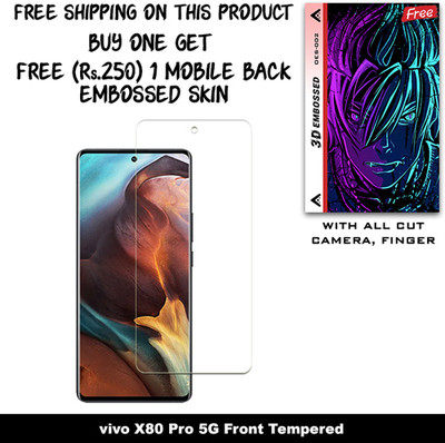 SOMTONE Tempered Glass Guard for vivo X80 Pro 5G And Free 1 Mobile Back Embossed Skin With Cut FS002(Pack of 1)