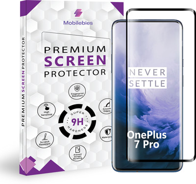 Mobliebies Tempered Glass Guard for Oneplus 7 Pro Advanced Black Border Screen Protector(Pack of 1)
