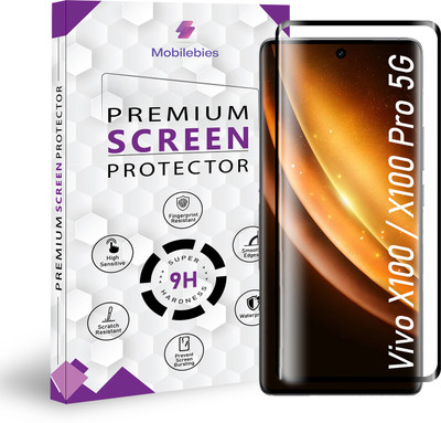 Mobilebies Tempered Glass Guard for Vivo X100 / X100 Pro 5G Full Glue Curved Screen Protector - ( Non-UV Glass )(Pack of 1)