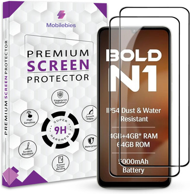 Mobilebies Tempered Glass Guard for Lava Bold N1 Premium Screen Protector Guard with Easy Installation Kit(Pack of 2)