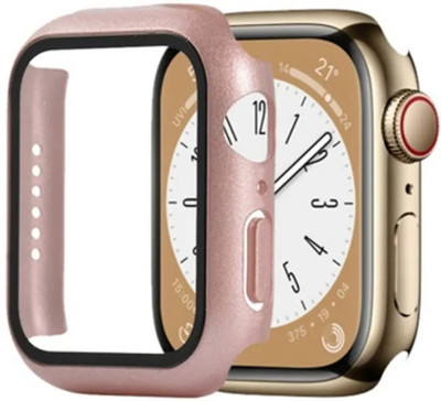 Aenoko Tempered Glass Guard for 45mm Apple iWatch Series 9 / 8 / 7 45mm PC Frame + Tempered Glass Protector Case (Rose Gold)(Pack of 1)
