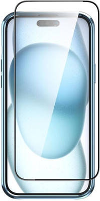 DPJ Edge To Edge Tempered Glass for iPhone 15 Tempered Glass With Edge To Edge Coverage And Easy Installation Kit For Smartphone(6.1 Inches), Edges Tempered Glass for iPhone 15 (2023) with Edge to Edge Coverage(Pack of 2)