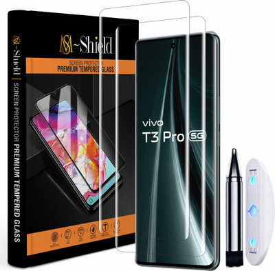 MS-Shield Tempered Glass Guard for vivo T3 Pro 5G, Borderless UV Glass Protection(Pack of 2)