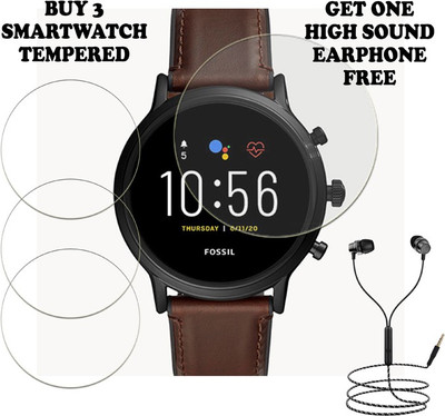 ARBAN Tempered Glass Guard for FOSSIL GEN 5 CARLYLE HR SMART WATCH PACK-3 BUY AND GET ONE EARPHONE FREE(Pack of 3)