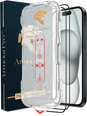 ArmourPro Tempered Glass Guard for Apple iPhone 15, Apple iPhone 15, iPhone 16, Easy Self Applicator Guard(Pack of 2)