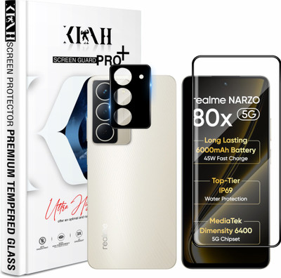 KLAH Tempered Glass Guard for Realme Narzo 80x 5G, With Advanced HD+ Gorilla Glass & Camera Lens Protector(Pack of 1)