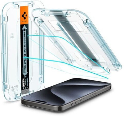 Spigen Tempered Glass Guard for Apple iPhone 15 Pro(Pack of 2)