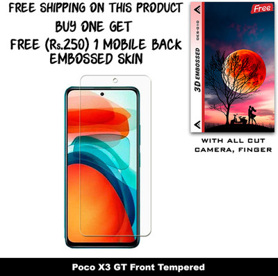 ARBAN Tempered Glass Guard for Poco X3 GT (Free 1 Mobile Back Embossed Skin With Cut FS010)(Pack of 1)
