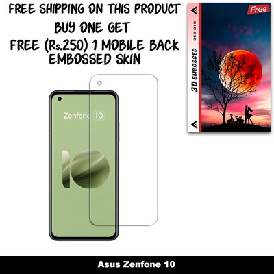 SOMTONE Tempered Glass Guard for Asus Zenfone 10 FRONT TEMPERED GLASS And Free 1 Mobile Back Embossed Skin With Cut FS010(Pack of 1)