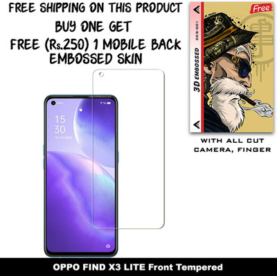 ARBAN Screen Guard for OPPO FIND X3 LITE And Free 1 Mobile Back Embossed Skin With Cut FS001(Pack of 1)