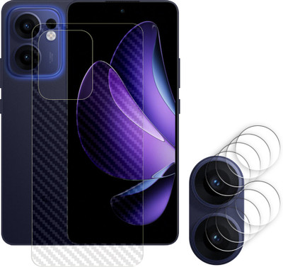 ARBAN Tempered Glass Guard for Oppo Reno13 F 5G Camera Lens Glass Protector | Anti-Scratch | Edge to Edge Full Coverage | 9H Hardness (BACK CARBON FIBER SKIN + CAMERA LENS PROTECTOR)(Pack of 4)