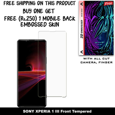 ARBAN Tempered Glass Guard for SONY XPERIA 1 III And Free 1 Mobile Back Embossed Skin With Cut FS002(Pack of 1)