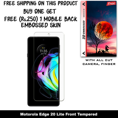 ARBAN Tempered Glass Guard for Motorola Edge 20 Lite (Free 1 Mobile Back Embossed Skin With Cut FS010)(Pack of 1)