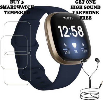 ARBAN Tempered Glass Guard for FITBIT Versa 3 Smartwatch PACK-3 BUY AND GET ONE EARPHONE FREE(Pack of 3)