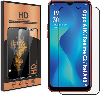 KANSOL Tempered Glass Guard for Oppo A1K / Realme C2 / itel A48, Anti Static Dust Proof Edge to Edge Protection, Easy Installation Kit Included(Pack of 1)