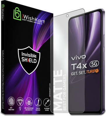 iWishKart Tempered Glass Guard for Matte_Vivo T4x Pack- 1, mat-Vivo t4x 5 G, Premium Matte Military grade Edge to Edge Premium gorilla glass with Self Installation Guide - Wet & Dry wipes, Dust Absorber [With Warranty](Pack of 1)