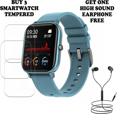 ARBAN Tempered Glass Guard for P9 Smart Watch PACK-3 BUY AND GET ONE EARPHONE FREE(Pack of 3)