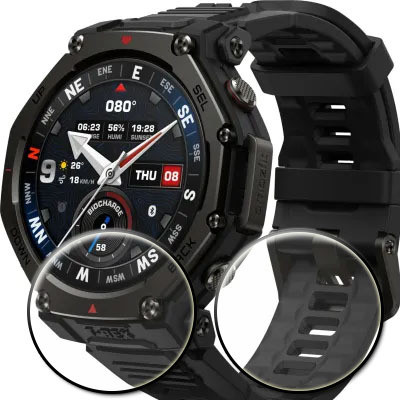 tombik Tempered Glass Guard for 23pi-Amazfit T-Rex 3 Pro Smartwatch(Pack of 2)