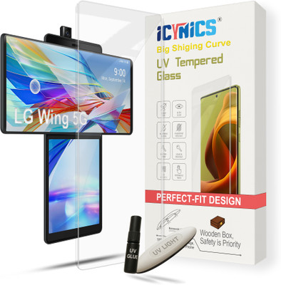 ICYNICS Tempered Glass Guard for LG Wing, Full Adhesive 3D Curved Scratch Resistant UV Screen Protector with Installation Kit (Wooden box to ensure safety)(Pack of 1)