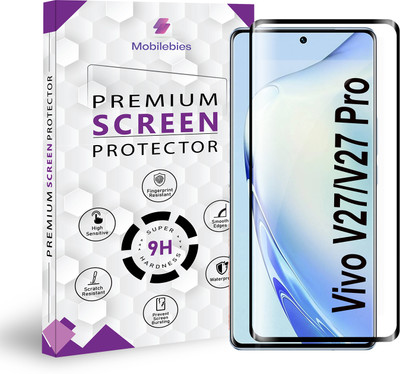 Mobilebies Tempered Glass Guard for Vivo V27 / Vivo T2 Pro / V27 Pro 5G Full Glue Curved Screen Protector - ( Non-UV Glass )(Pack of 1)