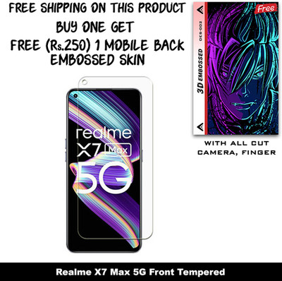 ARBAN Tempered Glass Guard for Realme X7 Max 5G And Free 1 Mobile Back Embossed Skin With Cut FS002(Pack of 1)