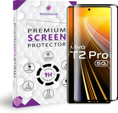 Mobliebies Tempered Glass Guard for Vivo T2 Pro / Vivo V27 Pro / V27 Advanced Black Border Screen Protector(Pack of 1)