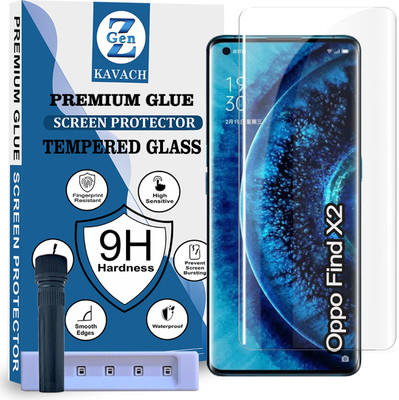 Genz Kavach Tempered Glass Guard for Oppo Find X2 /pro/X5 pro, oppo find x2 5g OPPO FIND X2 5G HD+UV Curved Screen Protector Guard with Easy Installation Kit(Pack of 1)
