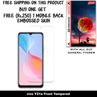 ARBAN Tempered Glass Guard for vivo Y21e (Free 1 Mobile Back Embossed Skin With Cut FS010)(Pack of 1)