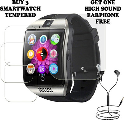 SOMTONE Tempered Glass Guard for GIXON Q18 SMART WATCH PACK-3 BUY AND GET ONE EARPHONE FREE(Pack of 3)