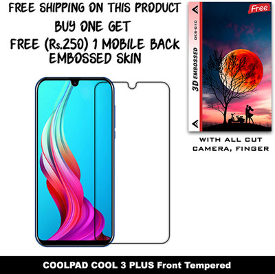 ARBAN Tempered Glass Guard for COOLPAD COOL 3 PLUS (Free 1 Mobile Back Embossed Skin With Cut FS010)(Pack of 1)